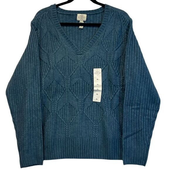 ST. JOHN’S BAY Women’s Pullover Sweater XL Denim Blue V Neck Long Sleeve NWT - Picture 3 of 15